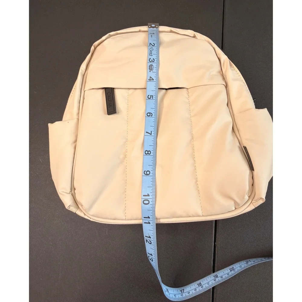 CALPAK Luka Mini Backpack Puffy Oatmeal Purse Travel Adjustable Straps